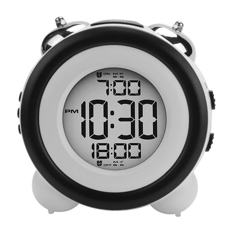 

2025 Trend Digital Alarm Clock,Time Date Display Twin Bell Very Loud For Heavy Sleepers Dual Alarm Blue Backlight For Teens