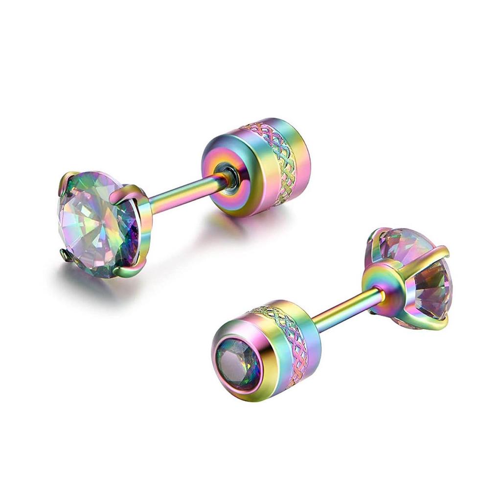 1 Piece Medical Stainless Steel Crystal Zircon Ear Studs Earrings Tragus Cartilage Hypoallergenic Screws Piercing Zircon