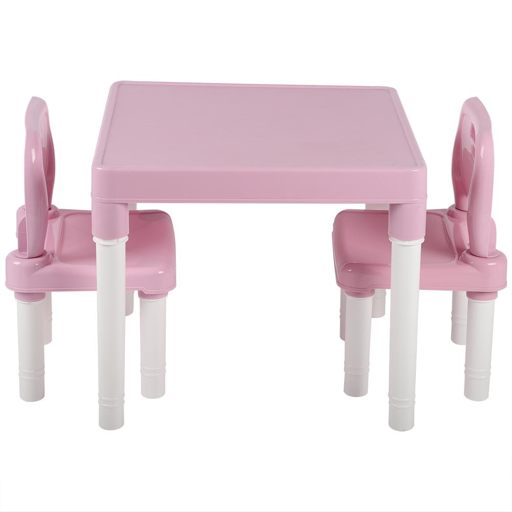 Childrens Kids Plastic Table Chair Set Lrning Studying Desk for Home Kindergarten Blue Green