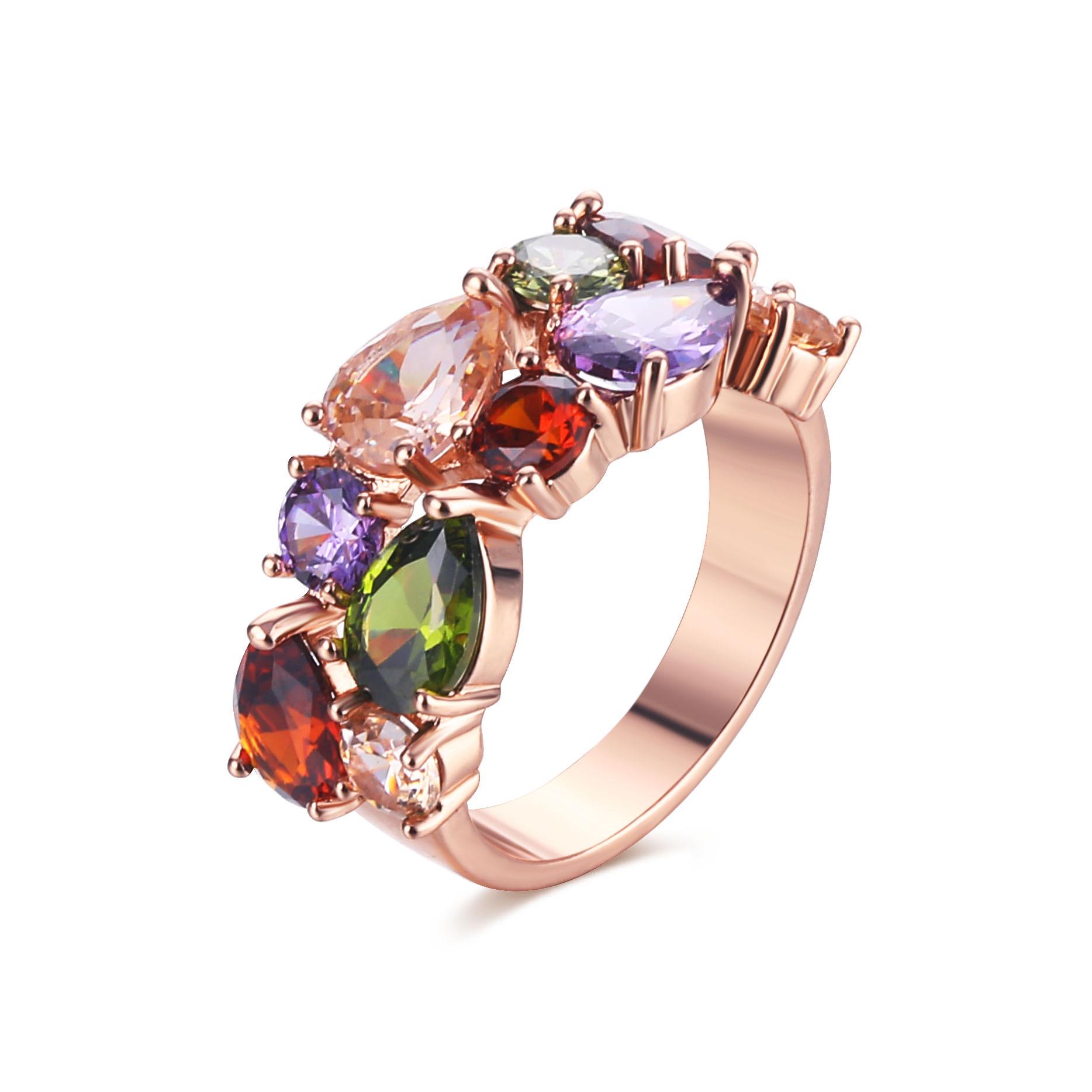 

2026 Jewelry Colorful Zircon Ring European and American Style Gold-plated, Creative, Women s Fashion no. 6 розового золота