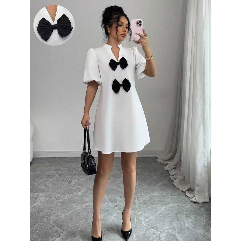 Heavy Industry Bead Bow Playful Cute Short Skirt 2026 Summer New Dress Dress S