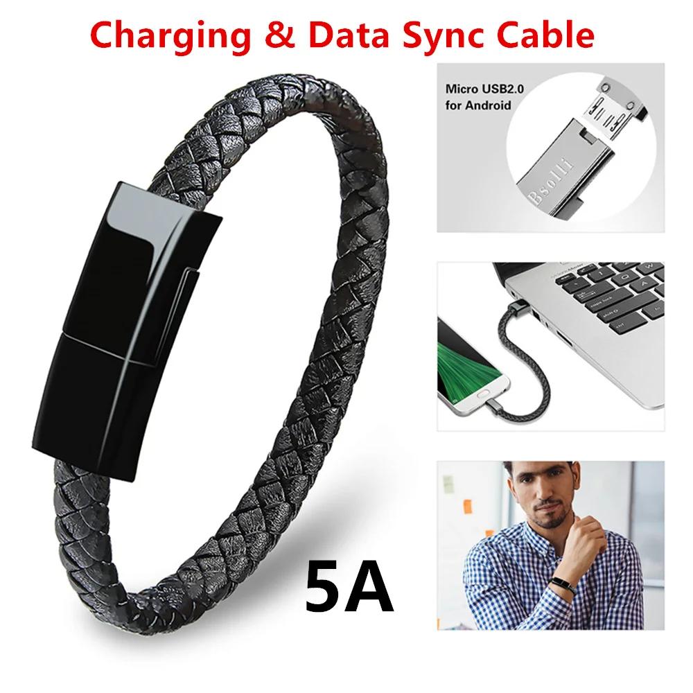 5A Bracelet USB Fast Charging Cable Data Charging Cord USB C Cable for iPhone 14 13 12 11 Samsung HUAWEI Xiaomi POCO Micro Cable Bracelet Accessories