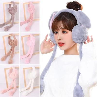 Cute Rabbit Ear Muffs Soft Moving Jumping Ears Ear Protection Cover Ear Warmer for Women Girls