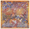 130CM Silk Scarf Women Large Shawls Flower Basket Print Stoles Square Bandana Horse Kerchief Scarf Female Foulards