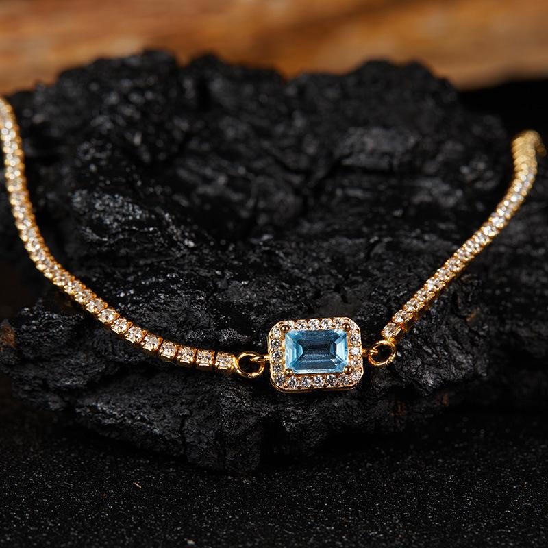 S925 Sterling Silver Natural Colored Treasure, Sugar Cube Stud Earrings, Ear Jewelry Gifts, Light Luxury, Elegant Niche Temperament, High-End Earrings