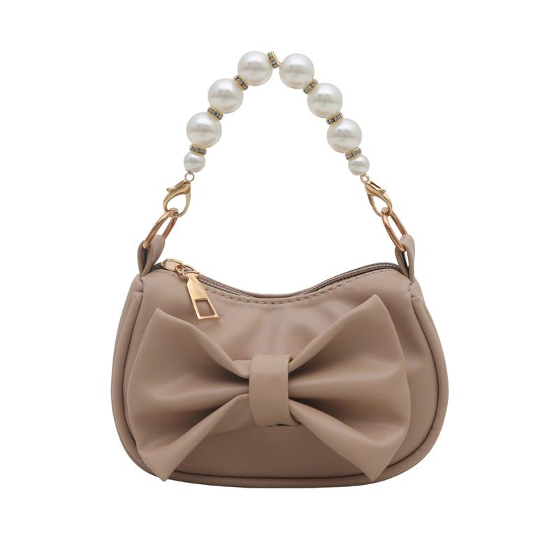 

Bow Mini Handbag Fashionable and Versatile Mini Bag New Korean Version Pearl Bow Bags Casual Handbag Exquisite Zipper Cute Bag