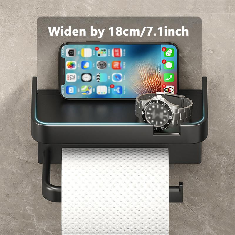 Multi-functional Bathroom Wall-mounted Storage Box Toilet Paper Holder, Tissue Box Shelf, Phone Stand