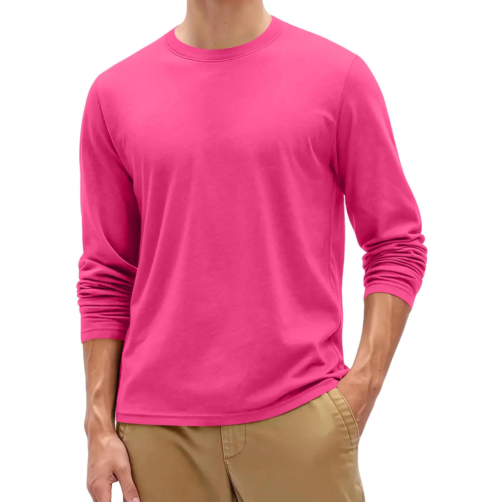 Superhero Heren Basic Ronde Hals Lange Mouw Onderhemd Top L warm roze kleur