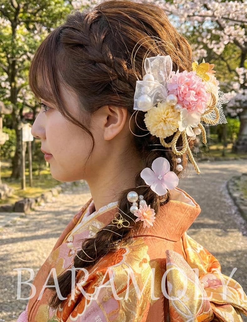 [Baramoly] Hair Accessory for Coming-of-Age Ceremony, Furisode, Graduation Ceremony, Hakama, Japanese Clothing, Kimono, Yukata, Wedding, Hydrangea,