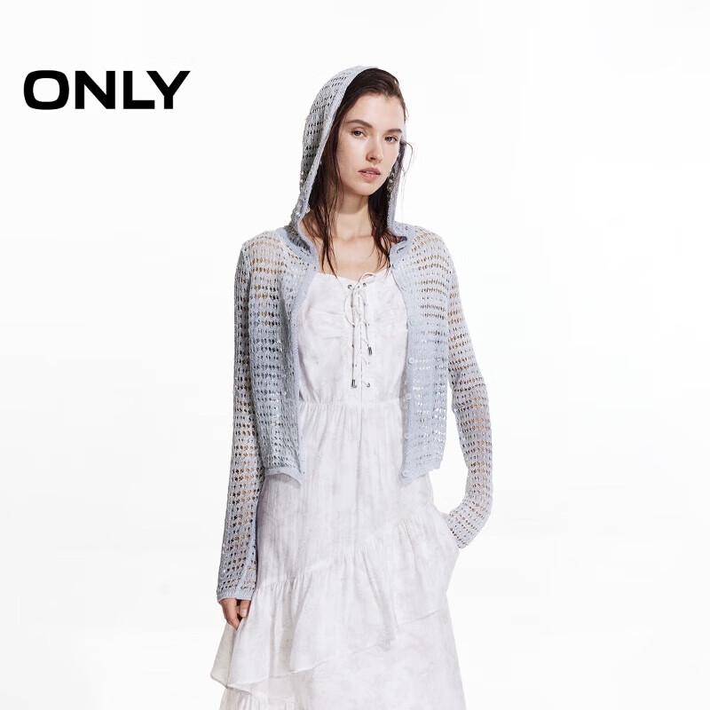 

ONLY Women s 2025 Spring Solid Hooded Long Sleeve Cropped Sheer Knit Cardigan M
