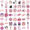 50pcs Kawaii Pink Halloween Stickers - Ghost & Pumpkin Theme, Waterproof Vinyl Decals for Kids Youth & Adults Holiday Party Favors & Gifts