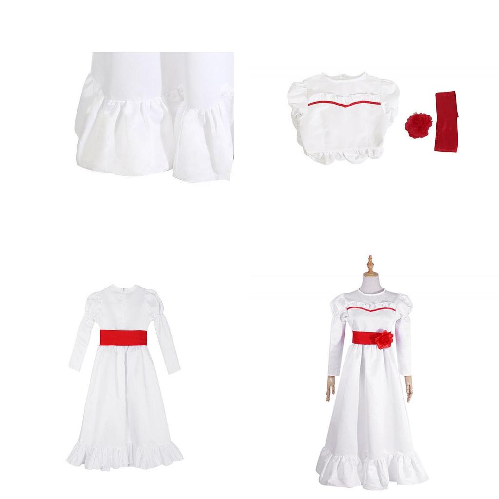 Očarující Annabelle Creation Halloweenská hororová panenka Bílé šaty Pro dívky a dospělé