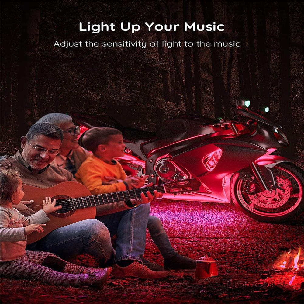 12X Motorcycle RGB APP Music Control LED Light Kit Decorative Ambient Lamp Strip