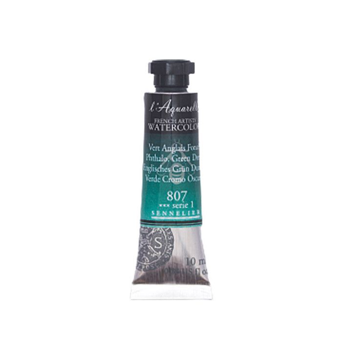 Peinture à l'aquarelle - Sennelier - Tube 10ml S1 - Phthalo Deep Green (807) - Haute qualité - Mixte