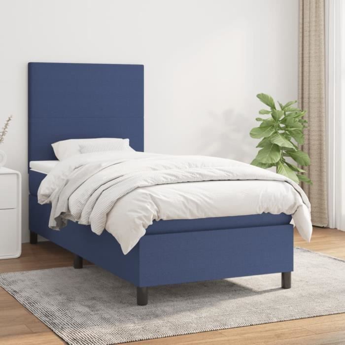 VidaXL Divan Bed with Mattress Blue 90x190 Cm Fabric - Model 3141583