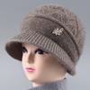 Hat Female Autumn and Winter Rabbit Hair Big Eaves Knitted Hat Old Hat Old Lady Fleece Warm Wool Hat