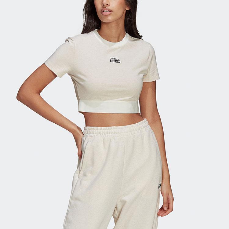 Adidas Originals R.Y.V Crop Tops Women's Jade White Crew Neck Moderate GN4346
