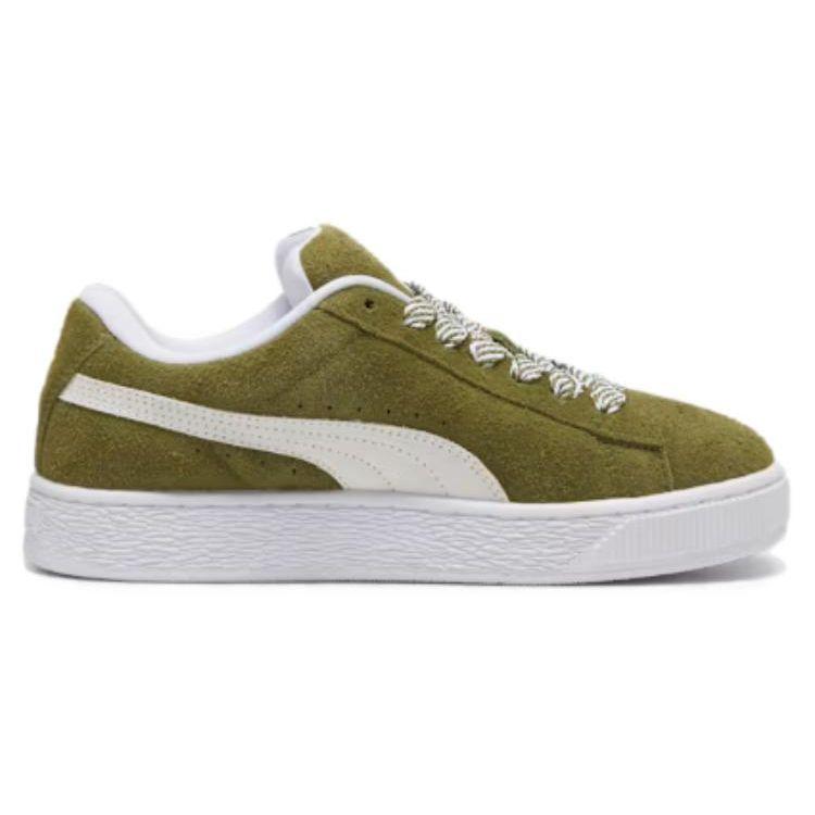 Puma Suede XL Soft Olive Green Women Sneakers White 396381-01