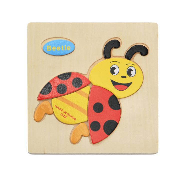 Cartoon Animal Fruit Car Pattern Wooden 3D Puzzle Baby Intelligence Early Learning Educational Toy Cute Wood Puzzle For Kids
