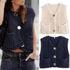 11 Colors 2025 Autumn Cross-border New Vest, Thick Stick Needle Three-button Pocket V-neck Knitted Sleeveless Cardigan Vest