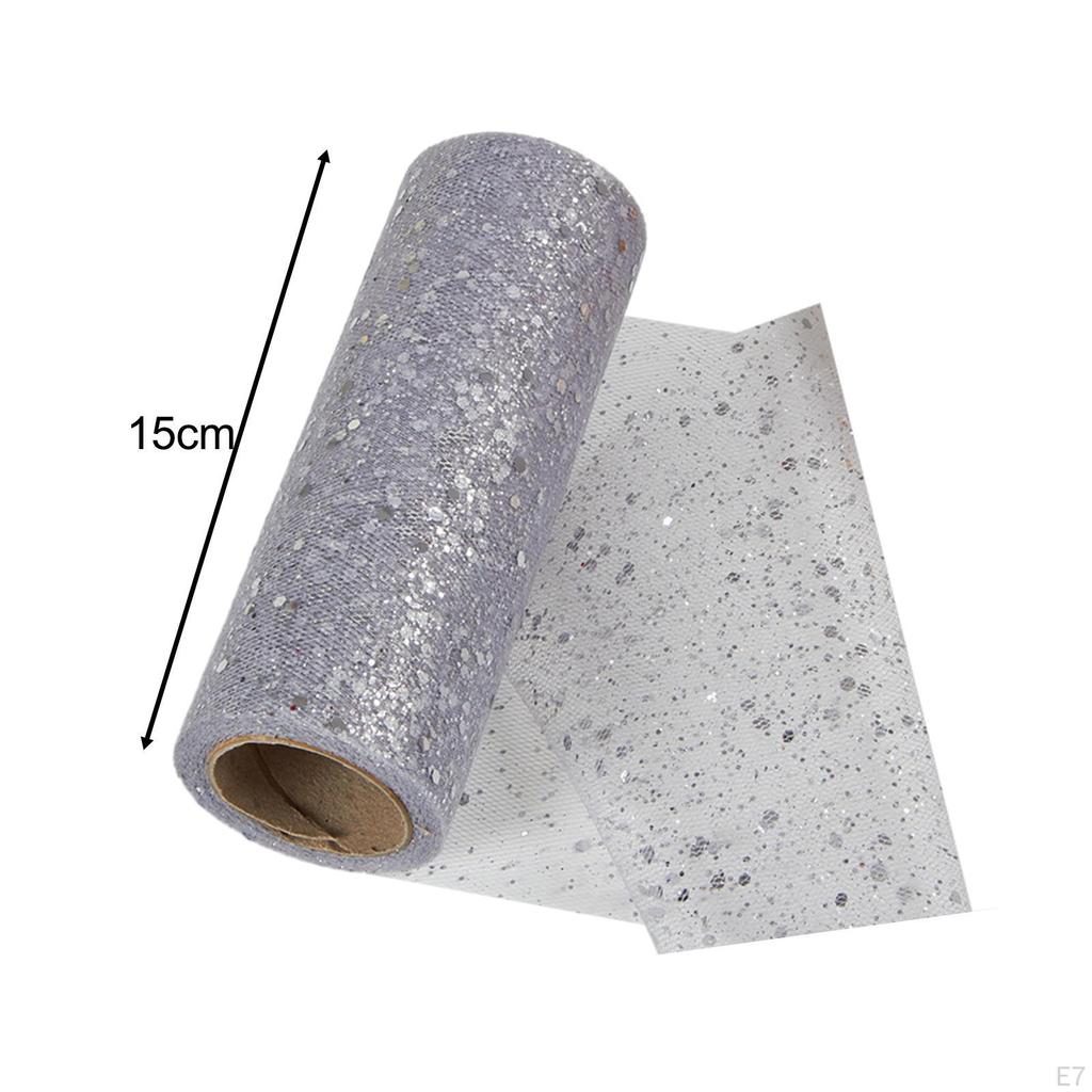 Glitter Tulle Mesh Ribbon 10 Yards Novelty Lightweight Sequined for Clothing