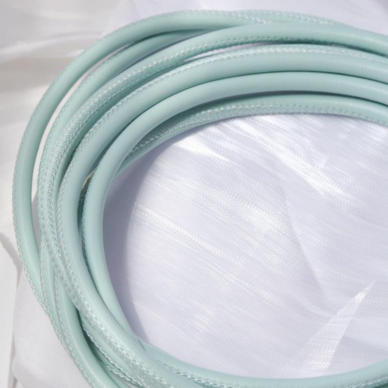 PU Leather Round Handle Strap with Lock Edge Stitching - DIY Traction Weaving Ornament E18