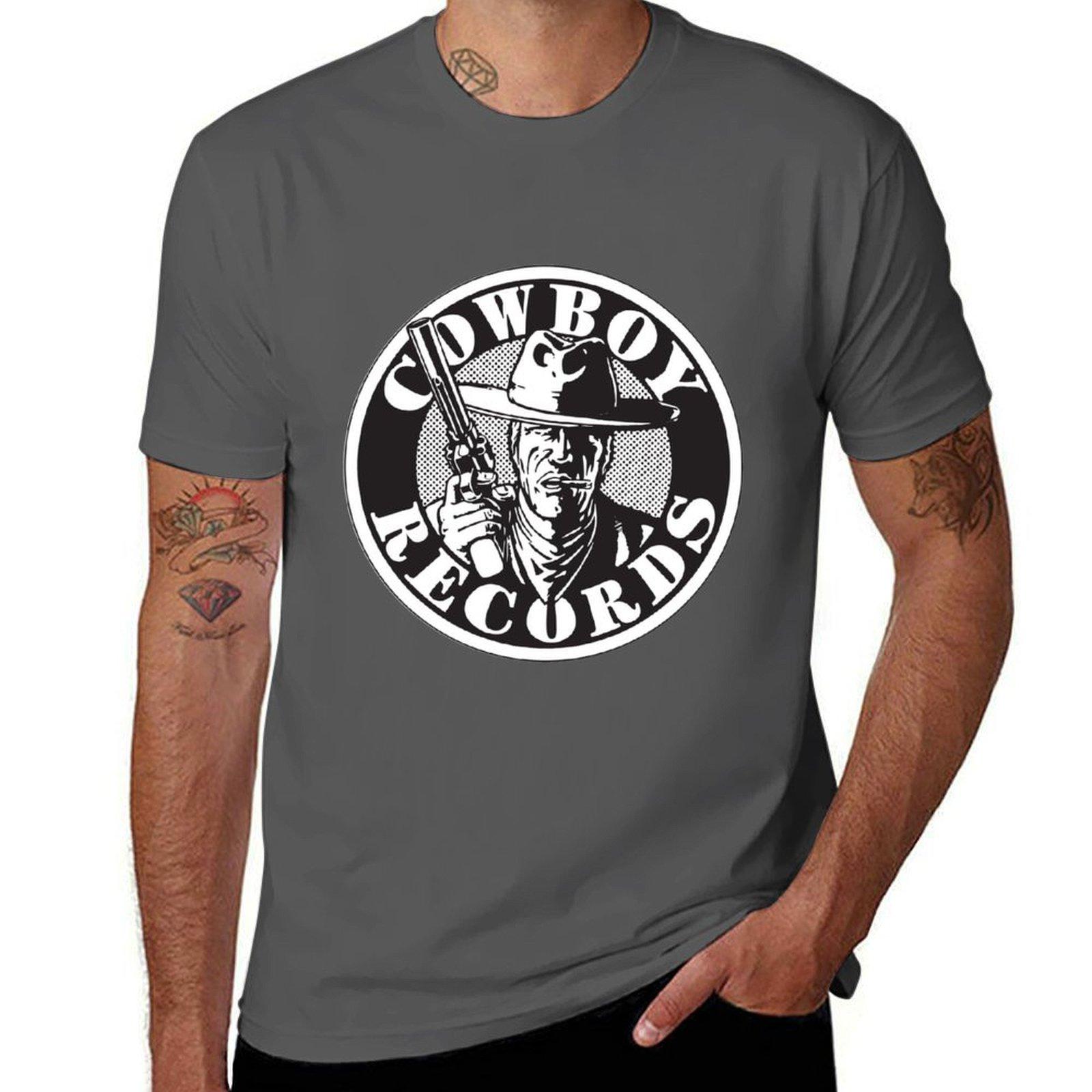 

Cowboy Records (Black and White Logo) T-Shirt Short sleeve tee cute tops tops black t shirts for men 4XL