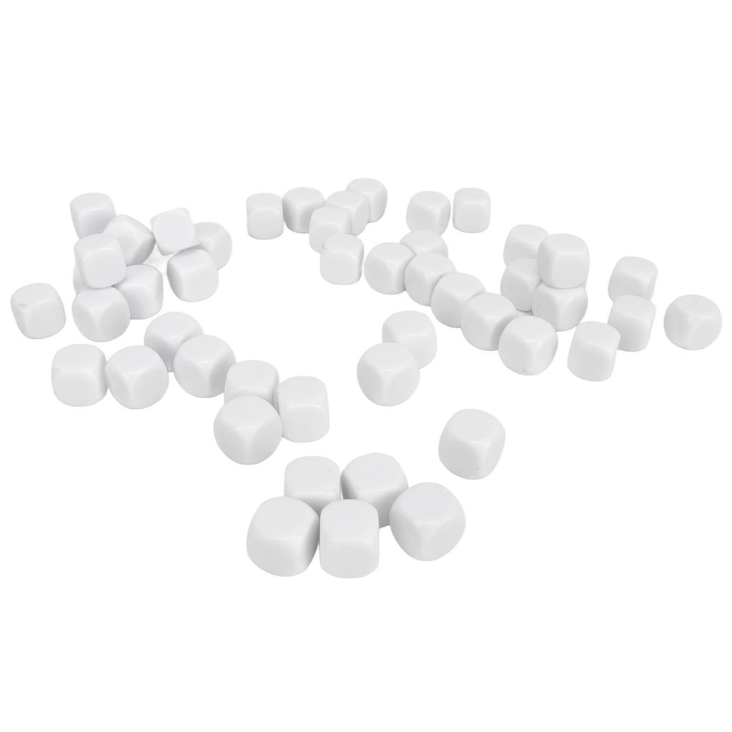 50PCS Blank Six Sided Dice Round Corner Plastic 0.6in Dice Cubes for Board Games DIY Sticker Math