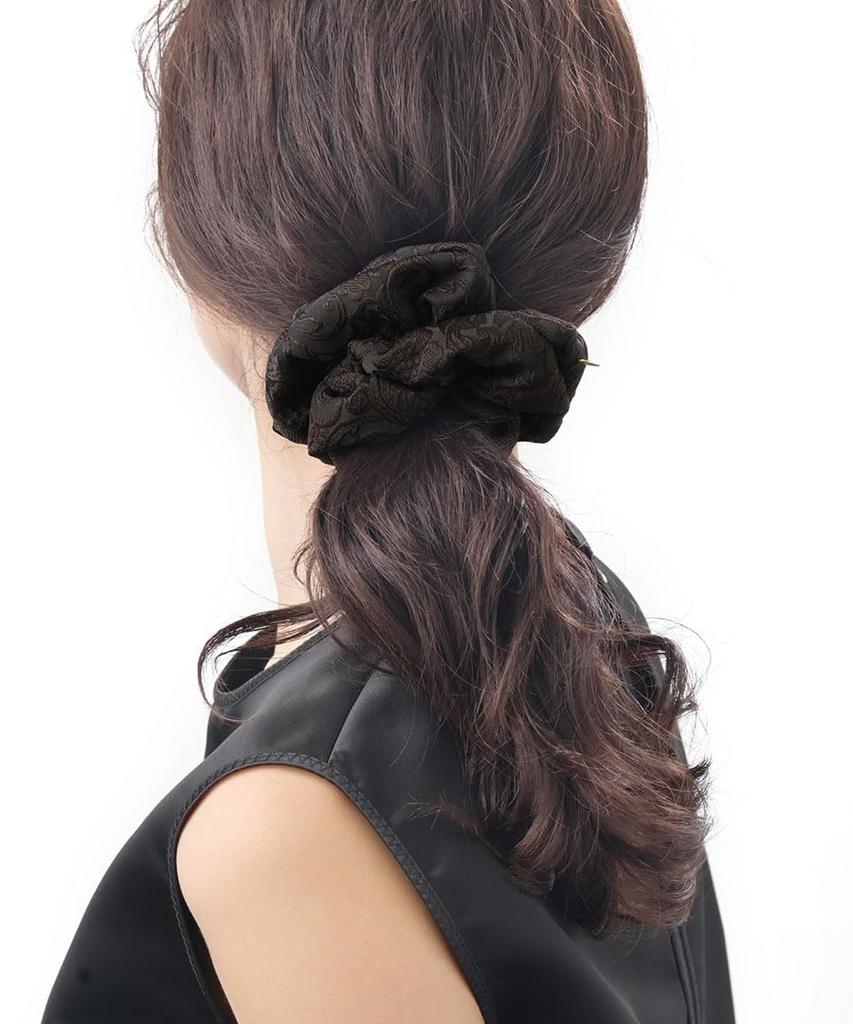 VINGTAINE Embroidered Botanical Scrunchie Hair Tie for Stylish and Cute for Adults Fall/Winter, (HS-196-BR)