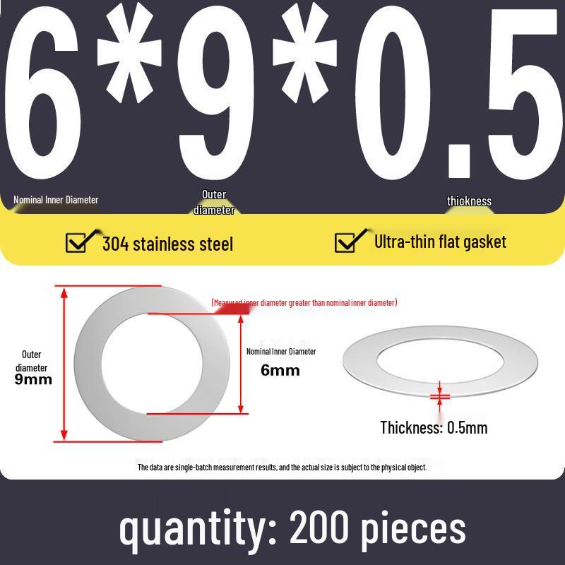 Plochá podložka z nerezové oceli 304 pro nastavení vůle hřídele (0,1/0,2/0,3 mm)