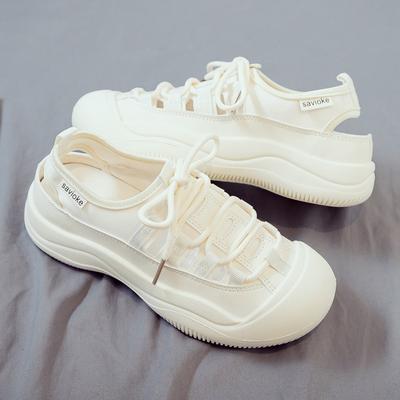 Summer Breathable and Versatile New Hollow Beach Shoes Sandals Little White Shoes Canvas Shoes Women's Shoes Tide