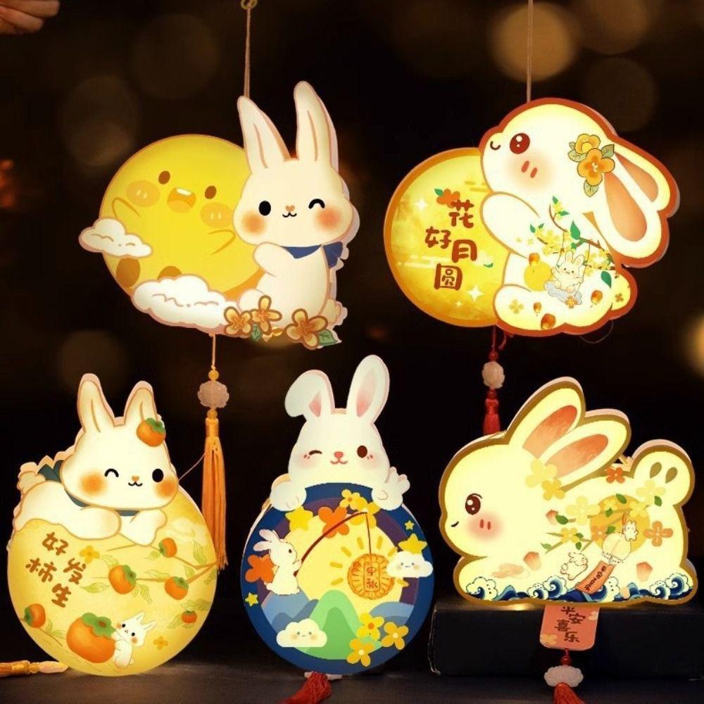 PVC Rabbit Lanterns Moon Lantern DIY Material Package Mid-Autumn Festival Lantern  Chidlren