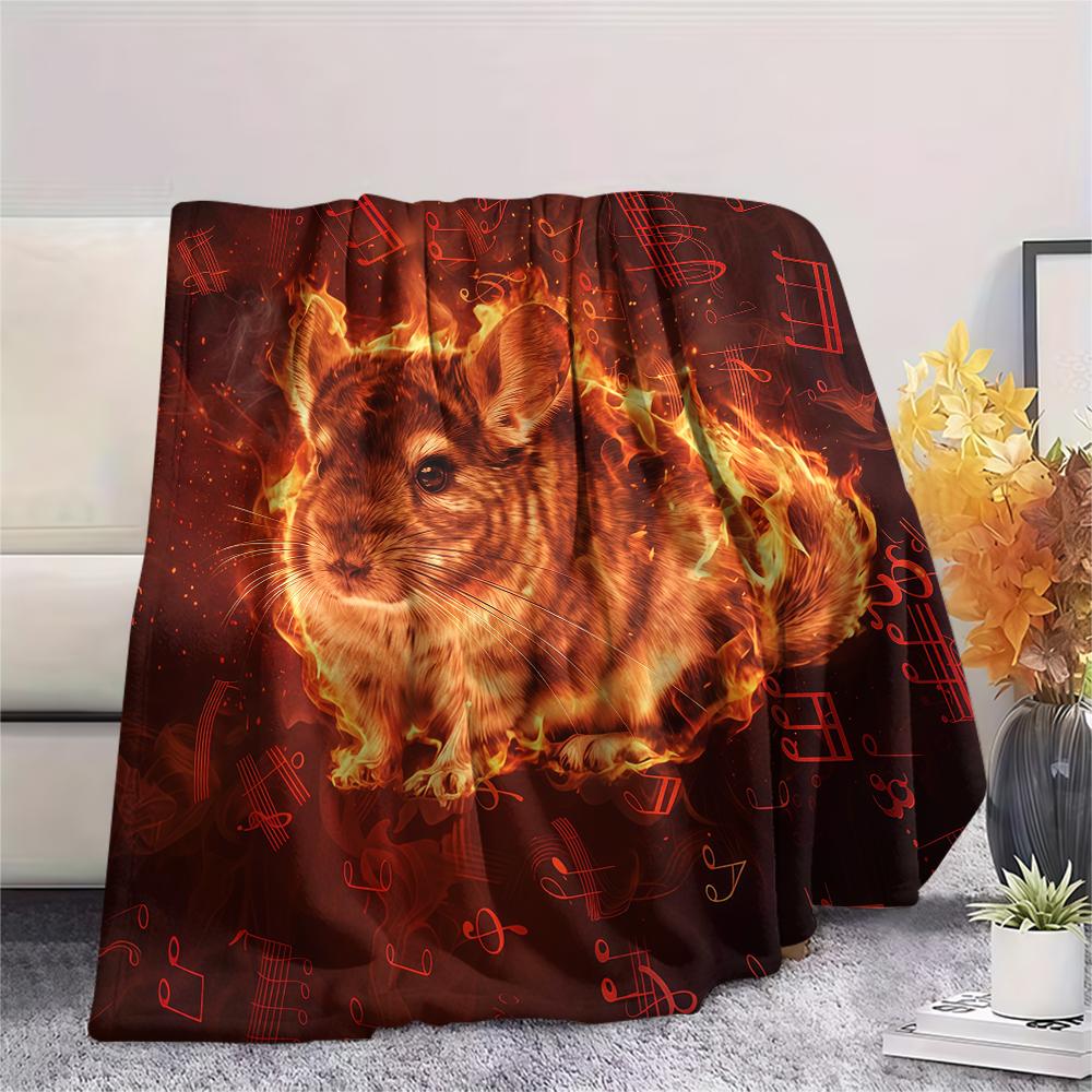 Goldenes Licht Kleintier-Print Flanelldecke, Hohe Qualität, Bequem für alle Jahreszeiten, Heimdekoration, Wärme und Komfort, Perfekt für Weihnachtsgeschenke
