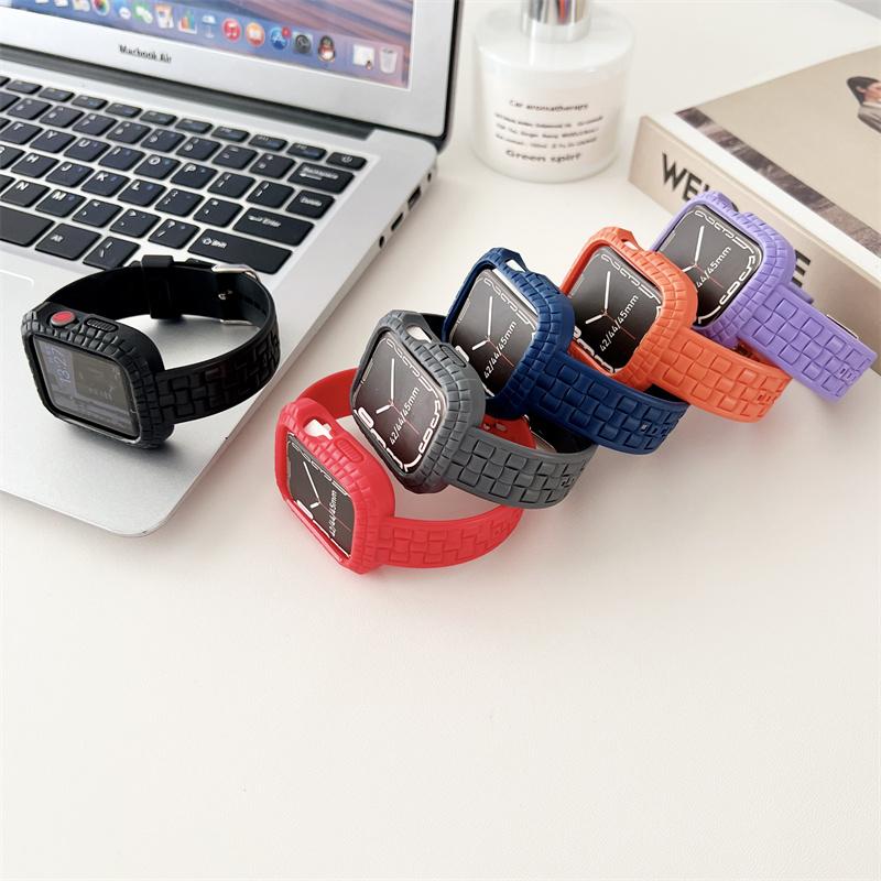 Silicone Watch Strap+Case for Apple Watch Ultra Band 49mm 45mm 41mm 44mm 40mm Sport Bracelet Cover Bumper iWatch 9 8 Se 7 6 5 4
