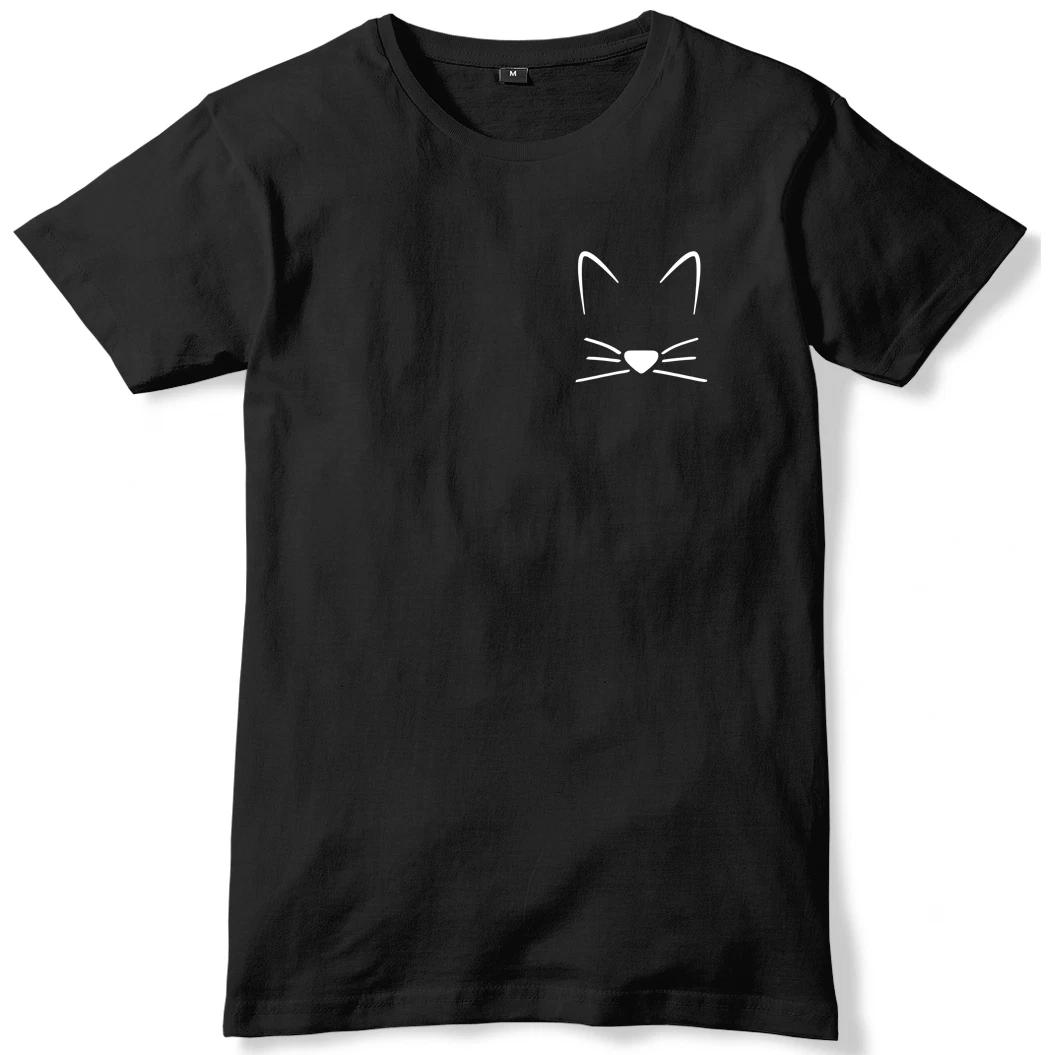 Meow Cat Kitten Breast Print Mens Funny Unisex T-Shirt 3XL