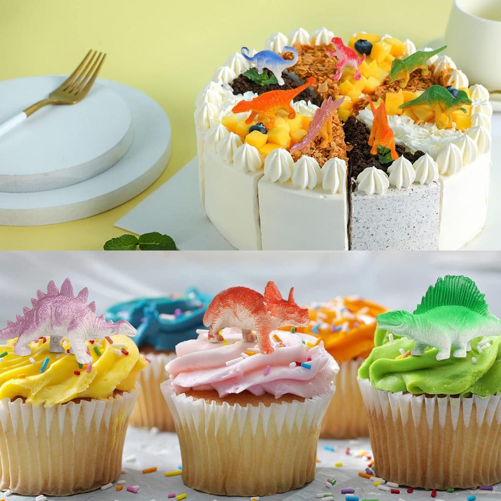 FINGOOO 39 Piece Mini Dinosaur Figures, Assorted Vinyl Plastic Dinosaur Toys for Easter Gifts Dino Party Cake Toppers