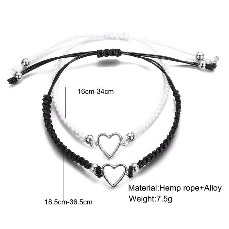 Liefde Hart Koppel Armband Voor Geliefde Vrouwen Mannen Handgemaakt Verstelbaar Touw Vriendschap Relatie Bijpassende Armbanden Sieraden Cadeau
