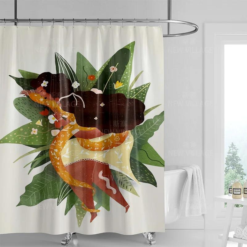 Abstract Art Print Waterproof Shower Curtain - Stylish, Durable & Easy-Care Choice For Contemporary Bathroom Décor