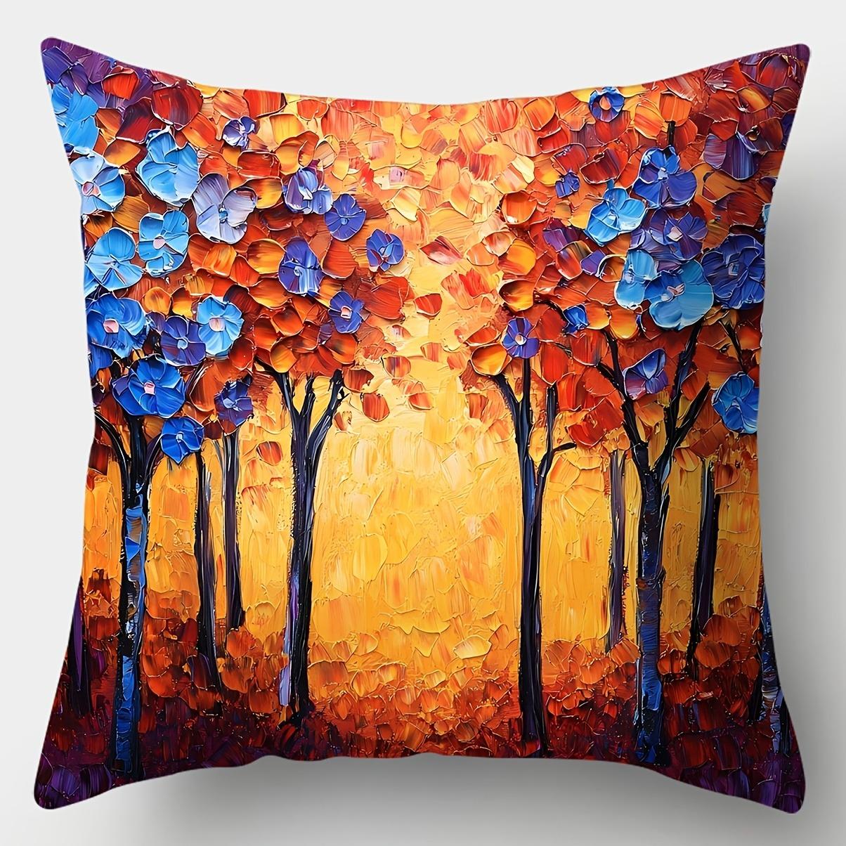 

Artistic Autumn Forest PillowcaseLiving room sofa cushion cover, soft and comfortable, bedroom room decoration 16x16in 40x40cm