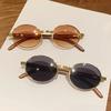 Retro Oval Men Sunglasses Fashion Brand Designer Clear Gradient Lens Eyewear Women Luxury Sun Glasses Shades UV400