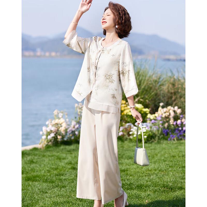 Pasite Neuer Chinesischer Stil Mutter Floral 3/4 Ärmel Set