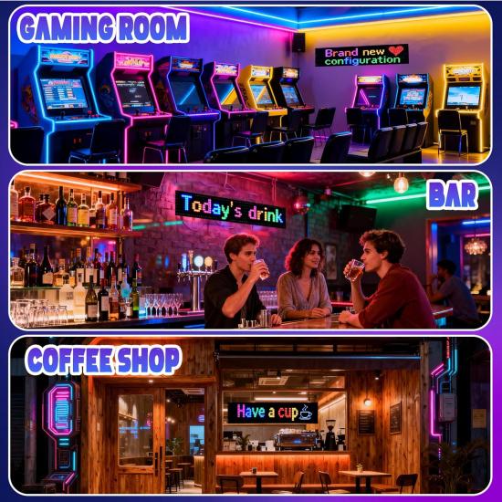 Full Color Double Row LED Light Sign For Car, 12.99''X7.87''' Programmable Scrolling LED Sign For Car, Flexible 5V/2A APP Control  Text Message