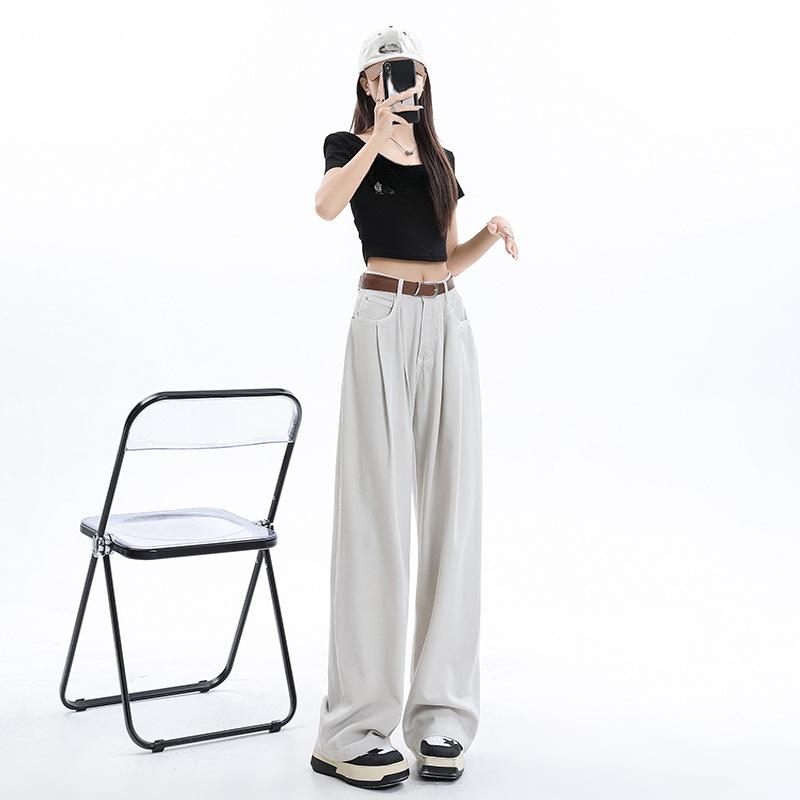 Women Harajuku High Waist Straight Jeans Streetwear Fashion Casual Denim Pants Women Wide Leg Solid Color Jeans