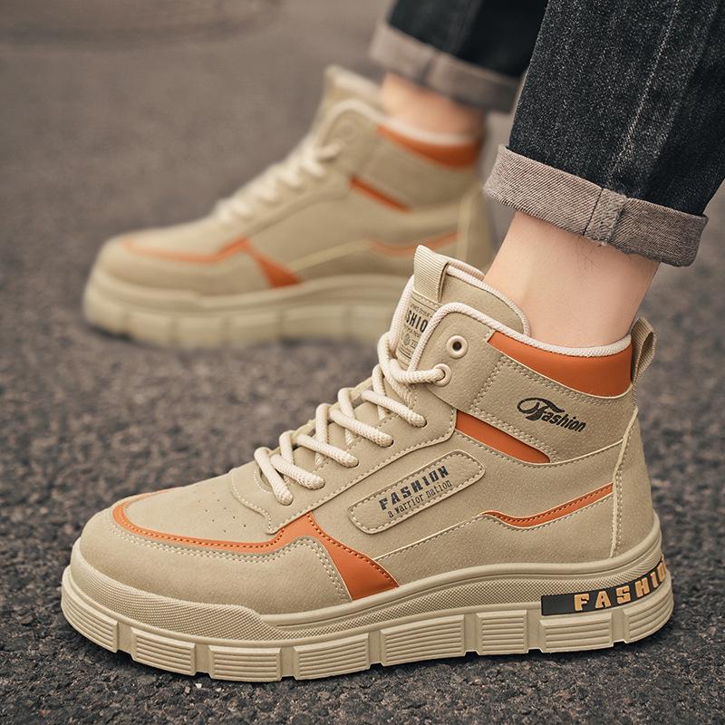 Pánské podzimní vysoké prodyšné martensky - britské retro protiskluzové ležérní pracovní boty