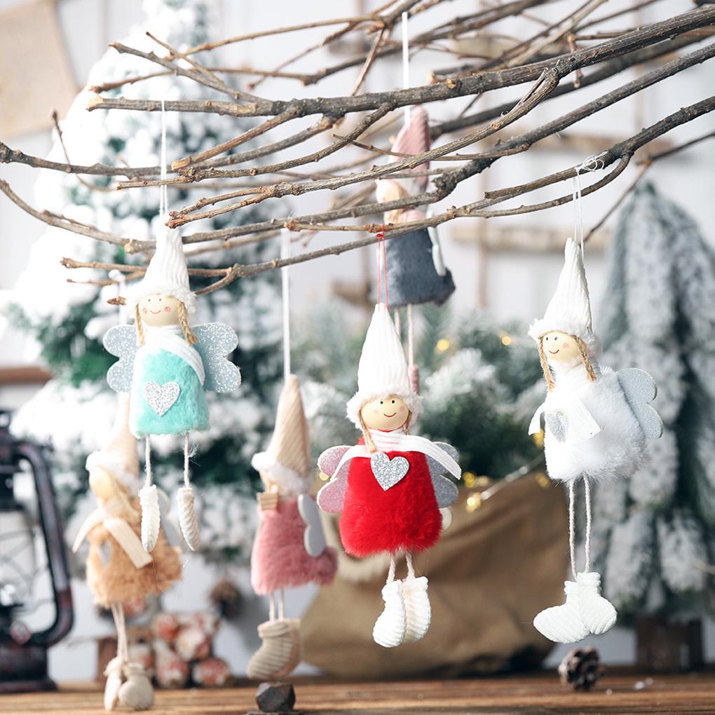 Lovely Mini Xmas Tree Plush Hanging Leg Angel Pendant Home Decoration Kids Gift