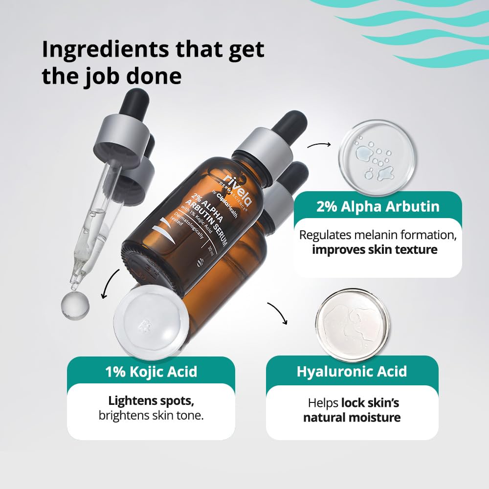 Rivela Dermascience 2% Alpha Arbutin Serum 30ml For Brightening Uneven Skin Tone Dark Spots