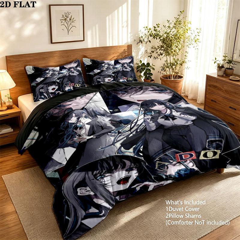 Ado Pattern Bedding uilt Set uilt Cover Pillowcase Home Decoration Birthday Gift (1 * duvet cover + 2 * pillowcase without core)