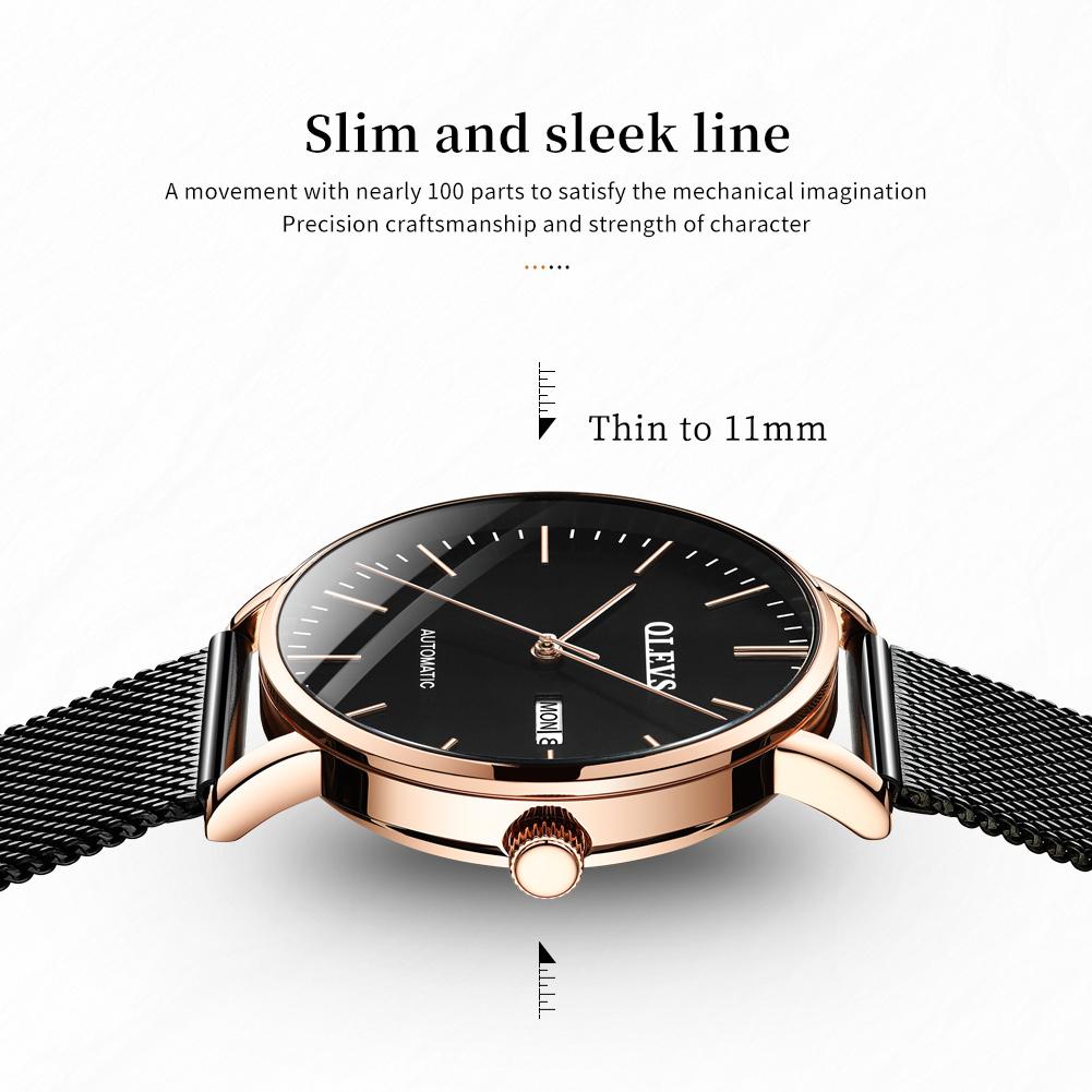 OLEVS Men's Watches Simple Casual Original Automatic Mechanical Wristwatch for Man Self-winding Movement Waterproof Luminous New