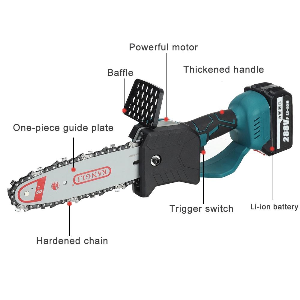 288VF Brushless Electric Saw Chainsaw 8/10 Inches Rechargeable Wood Cutter Woodworking Power Tools For Battery 2500W