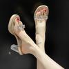 French Transparent High Heel Crystal Sandals With Pu Material For Elegant Summer Wear